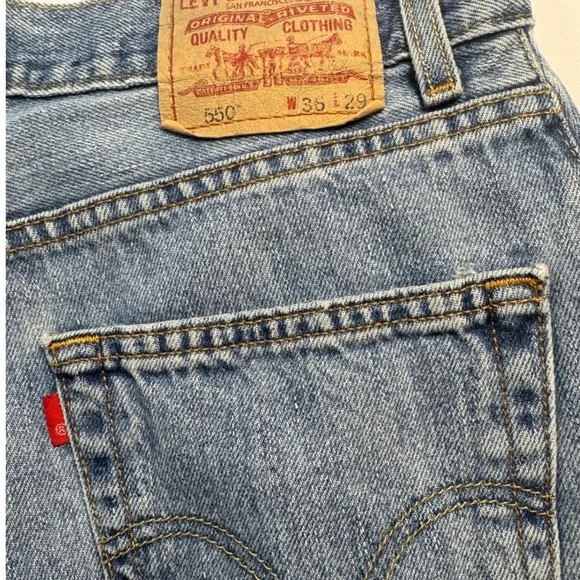 Levi's 550 Denim Relaxed Fit Blue Jeans Men's 36x29 Light Wash 90s Y2K Loose - Picture 6 of 8